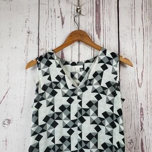 Cato Sleeveless Blouse Womens Size XS Hi-Low V Neck Sheer Black